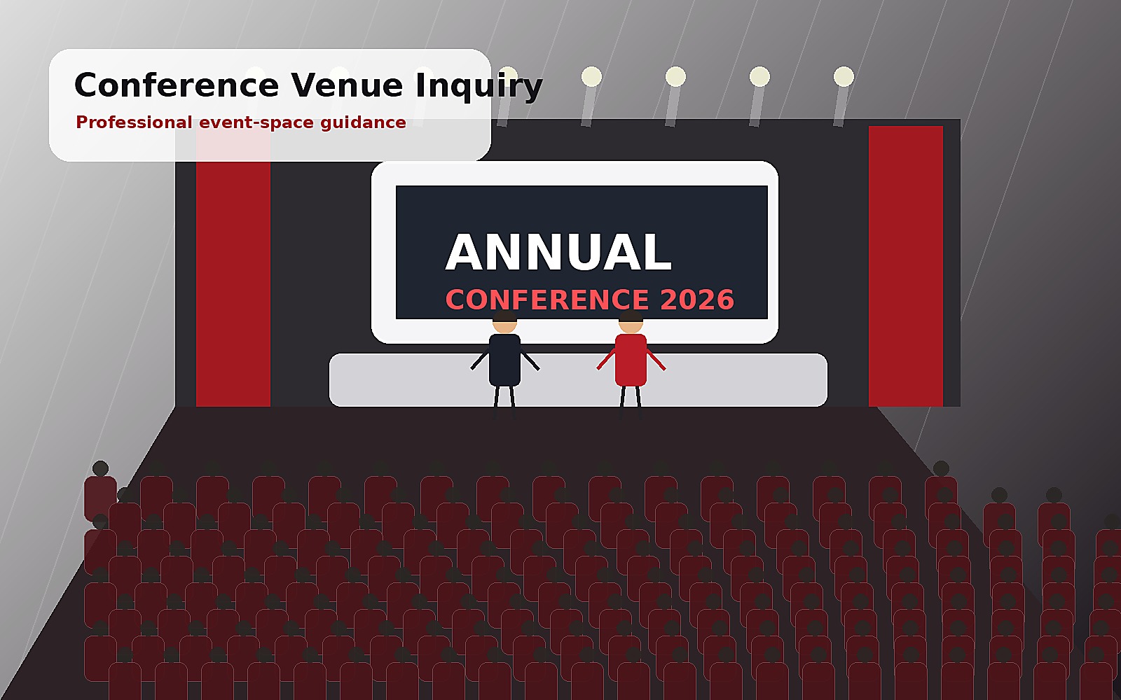 Professional conference hall with audience and stage